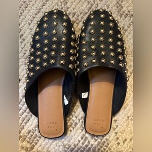 A New Day Black Gold Studded Mules